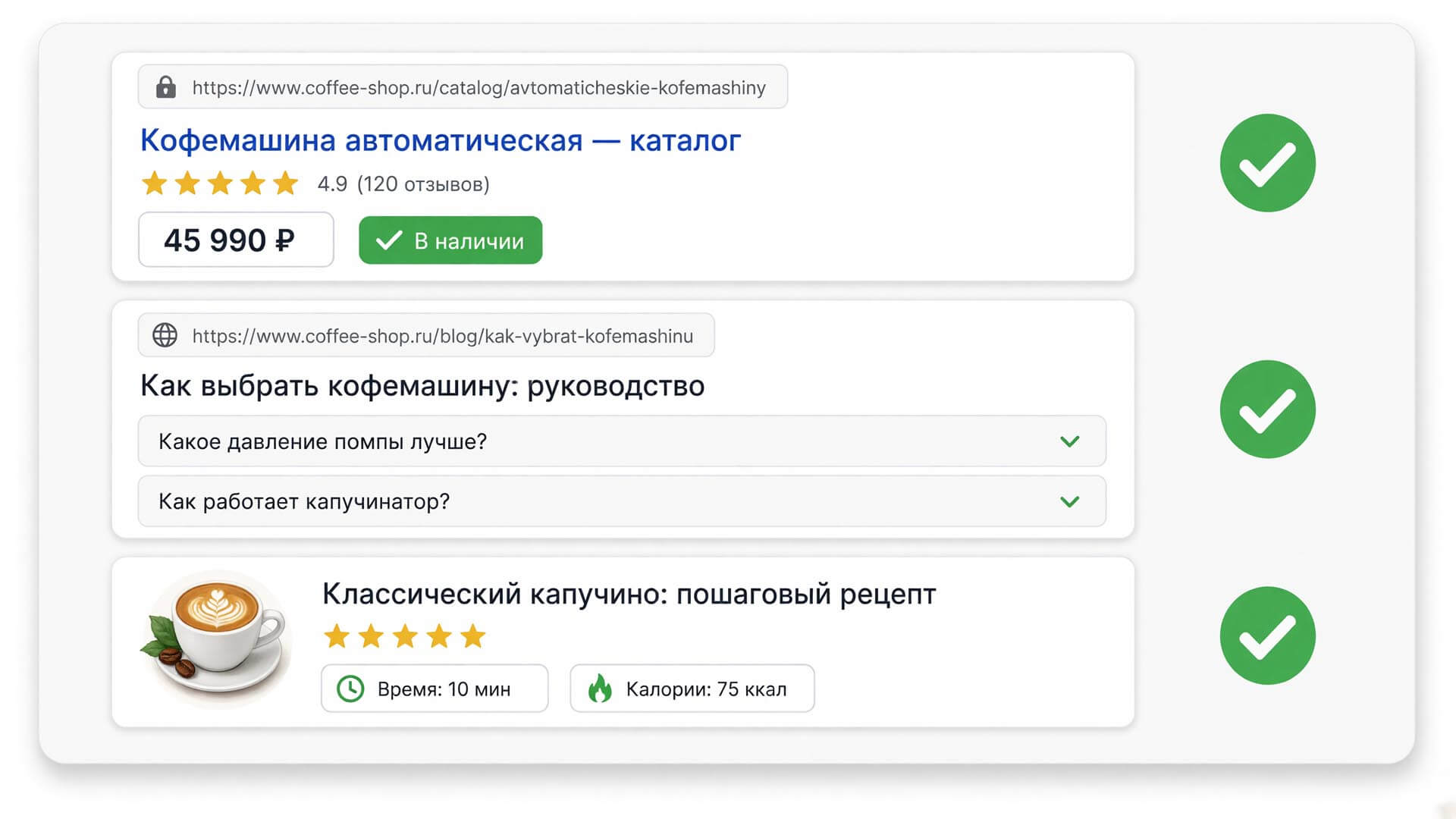 Примеры высококонверсионных расширенных сниппетов в различных нишах